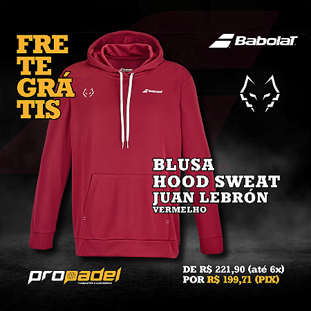 BLUSA BABOLAT HOOD SWEAT JUAN LEBRÓN VERMELHO 2024