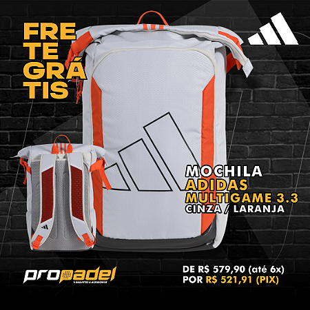 MOCHILA ADIDAS MULTIGAME 3.3 CINZA E LARANJA