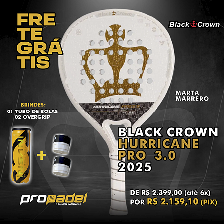 RAQUETE DE PADEL BLACK CROWN HURRICANE PRO 3.0 2025 – MARTA MARRERO