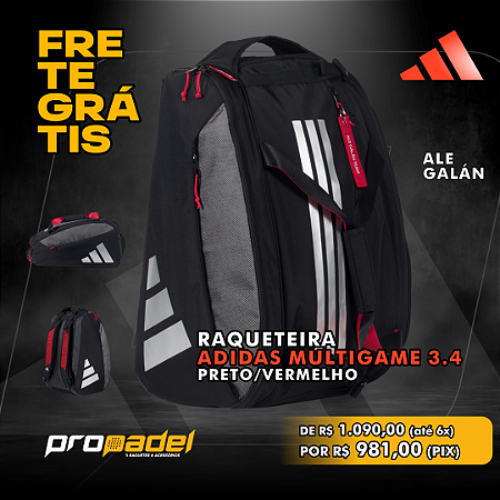 RAQUETEIRA ADIDAS MULTIGAME 3.4 ALE GALÁN - PRETO E VERMELHO