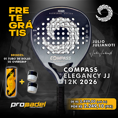 RAQUETE DE PADEL COMPASS ELEGANCY JJ 12K 2026 JÚLIO JULIANOTI