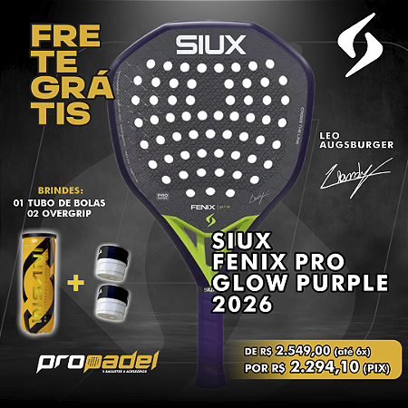 RAQUETE DE PADEL SIUX FENIX PRO GLOW PURPLE 2026 LEO AUGSBURGER