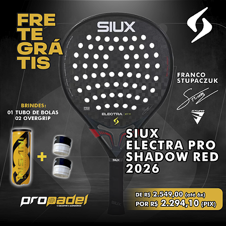 RAQUETE DE PADEL SIUX ELECTRA PRO SHADOW RED 2026 FRANCO STUPACZUK