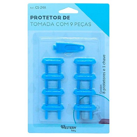 Protetor de Tomadas para Bebê Azul Western