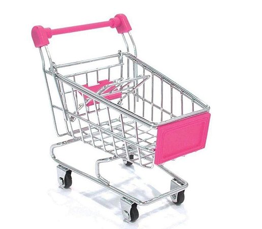 Mini Carrinho de Supermercado Cor Rosa