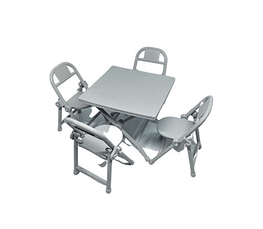 Mini Mesa C/ 4 Cadeiras Articuláveis Cor Cinza