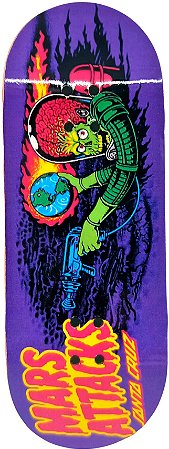 Deck marca Custom linha *Performance Series* modelo ''Santa Cruz Mars Attacks'' 34x97mm + Tape Custom Extra-Smooth