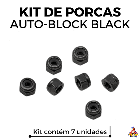 Kit 7 Porcas Custom Auto-Block Black Nuts