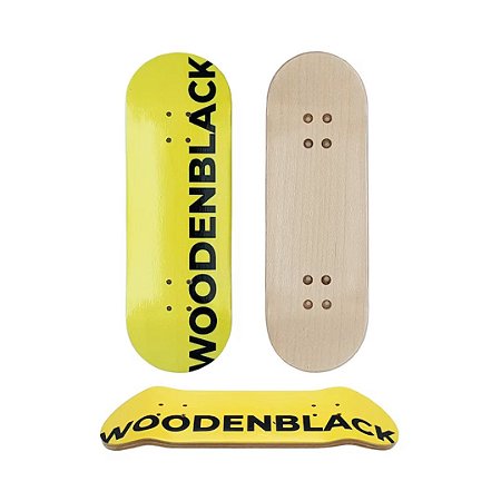 Deck *WoodenBlack* Logo Yellow 97.5mm x 34mm Heat-Transfer (Made in Turkey)(100% em Maple)(Real-Wear)(High Quality) + Tape Woodenblack Texturizada!