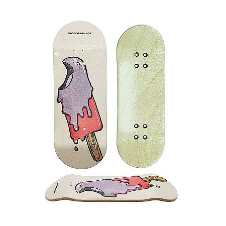 Deck *WoodenBlack* ''Muk Ice Cream'' 34mm x 97.5mm Heat-Transfer (Made in Turkey)(100% em Maple)(Real-Wear)(High Quality) + Tape Woodenblack Texturizada