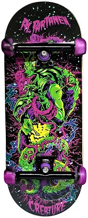 Setup Completo Deck Custom Creature 34x96mm + Rodas Custom Uretano Swirl 80D + Truck PRO 2.0 34mm + Bushings Alien Poliuretano 80A + Tape Alien Stardust