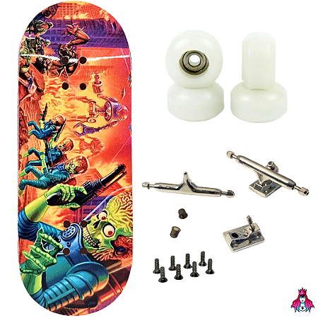 Fingerboard Performance Completo 34mm - Deck Custom + Trucks PRO 3.0 + Rodas CNC's V2 Street + Tape Alien Stardust II