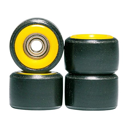 Rodas marca ''Leefai'' modelo ''Dual-Durometer'' cor Preto & Amarelo (Réplicas das Flat-Face Dual-Durometer)