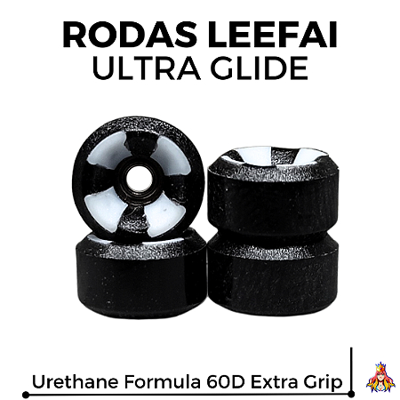 Kit de rodas Leefai Ultra-Glide Double Layer Urethane 60D cor Black & White (EXTRA GRIP)