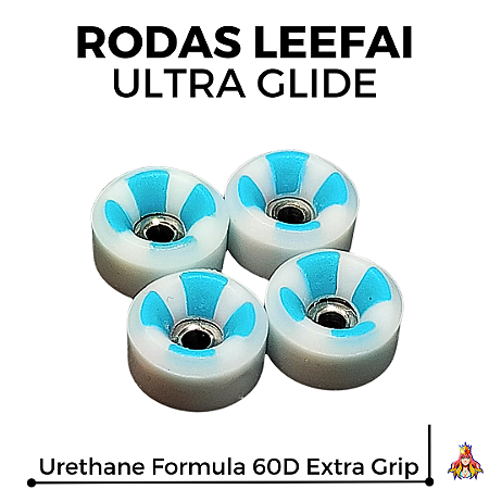 Kit de rodas Leefai Ultra-Glide Double Layer Urethane 60D cor White & Blue (EXTRA GRIP)