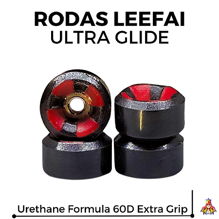Kit de rodas Leefai Ultra-Glide Double Layer Urethane 60D cor Black & Red (EXTRA GRIP)