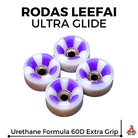 Kit de rodas Leefai Ultra-Glide Double Layer Urethane 60D cor White & Purple (EXTRA GRIP)