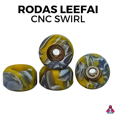 Kit de rodas *Leefai* modelo *CNC's Swirl* Amarelo e Cinza