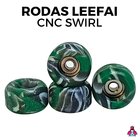 Kit de rodas *Leefai* modelo *CNC's Swirl* Verde e Cinza