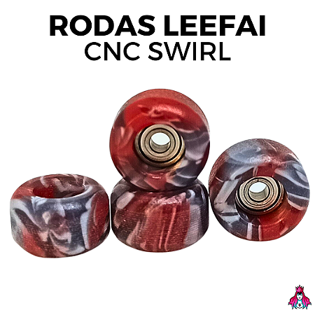 Kit de rodas *Leefai* modelo *CNC's Swirl* Vermelho e Cinza