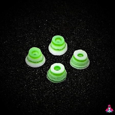 Kit de Bushings (Amortecedores) marca *Custom* modelo ''Twist'' shore (78A) (Cone Shape) Color Mix Swirl #9