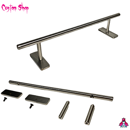 Obstáculo marca ''Custom'' modelo *Rail Desmontável* versão ''Round'' cor ''Polished Silver'' (28cm)(Rail's Series)(Heavy)