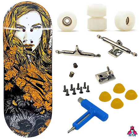 Fingerboard Premium Completo - Custom - 34mm - Wolf Girl