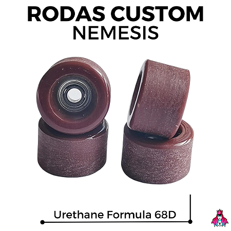 Rodas marca Custom modelo "Nemesis" Urethane Formula Dureza 68D cor Brown