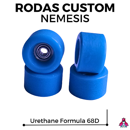 Rodas marca Custom modelo "Nemesis" Urethane Formula Dureza 68D cor Royal Blue