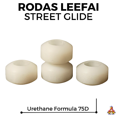 Rodas marca Leefai modelo ''Street Glide''' Urethane Formula 75D medida 7.8x5mm cor *Off-White*