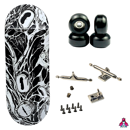 Fingerboard Premium Completo 34mm -  Deck Custom + Trucks PRO 3.0 + Rodas CNC' V2 Street + Tape Alien Stardust II