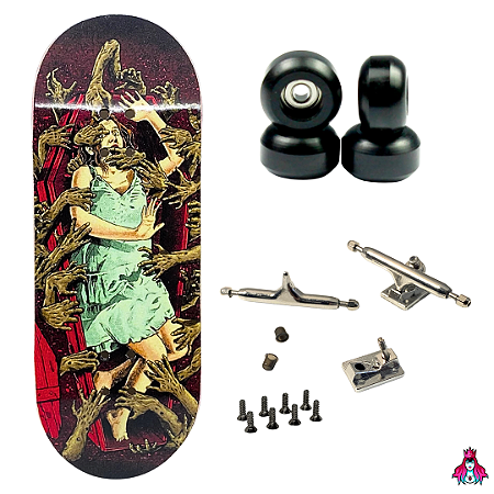 Fingerboard Premium Completo 34mm - Deck Custom + Trucks PRO 3.0 + Rodas CNC' V2 Street + Tape Alien Stardust II