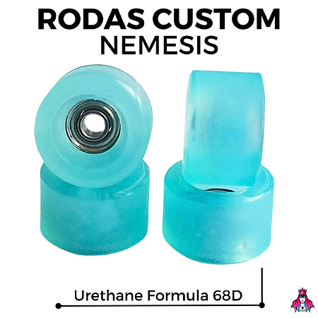 Rodas marca Custom modelo "Nemesis" Urethane Formula Dureza 68D cor Translucent Blue