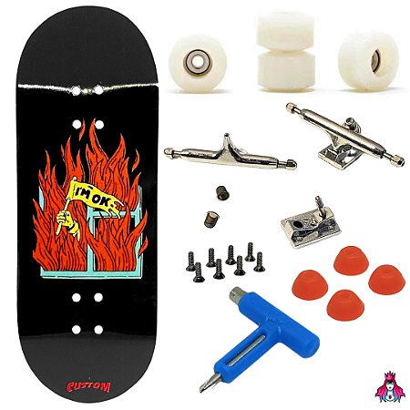 Fingerboard Premium Completo - PRO 34mm - Deck Custom + Rodas Apex + Trucks PRO 3.0 + Mini Ferramenta + Bushings + Tape