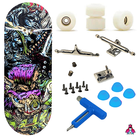 Fingerboard Premium Completo - PRO 34mm - Deck Custom + Rodas Apex + Trucks PRO 3.0 + Mini Ferramenta + Bushings + Tape