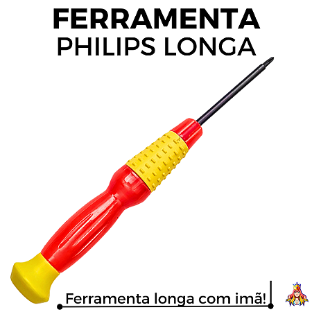 Ferramenta Fingerboard Leefai Philips Longa (13cm) com Imã - Laranja