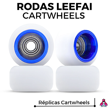 Kit de Rodas Leefai réplicas Cartwheels Urethane 77D medida 8.5x5mm cor *White & Blue*