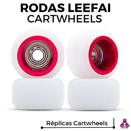 Kit de Rodas Leefai réplicas Cartwheels Urethane 77D medida 8.5x5mm cor *White & Red*