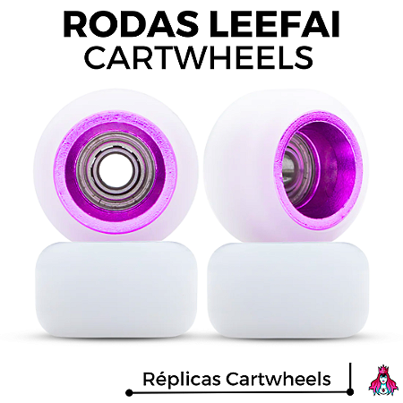 Kit de Rodas Leefai réplicas Cartwheels Urethane 77D medida 8.5x5mm cor *White & Purple*