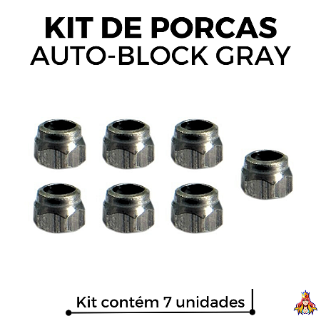 Kit 7 Porcas Custom Auto-Block Gray Nuts