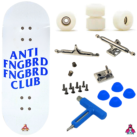 Fingerboard Premium Completo - Custom - 34mm - Anti Fngbrd Fngbrd Club Blue