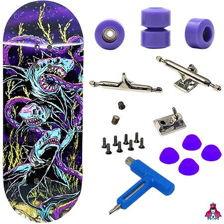 Fingerboard Premium Completo - Custom - 34mm - Sharks