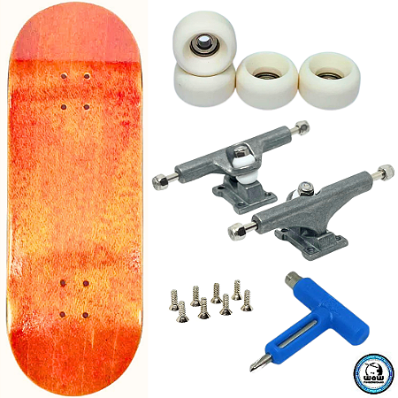 Fingerboard Premium WoW Orange 33.5mm - Trucks Leefai TD Gray - Rodas Urethane PRO 65D