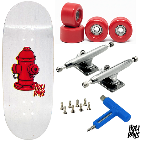 Fingerboard Premium Holidays Hidrante 34mm - Trucks Leefai G4 - Rodas Nemesis 64D
