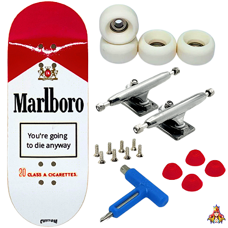 Fingerboard Premium Custom 34mm - Marlboro - Trucks Leefai G4 - Rodas Urethane PRO 65D