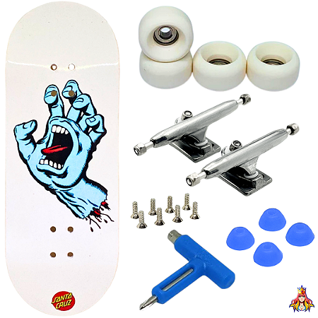 Fingerboard Premium Custom 34mm - Santa Cruz Hand - Trucks Leefai G4 - Rodas Urethane PRO 65D