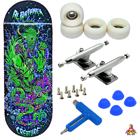 Fingerboard Premium Custom 34mm - Creature Blue - Trucks Leefai G4 - Rodas Urethane PRO 65D