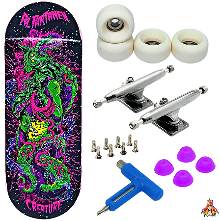 Fingerboard Premium Custom 34mm - Creature Purple - Trucks Leefai G4 - Rodas Urethane PRO 65D