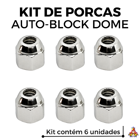 Kit 6 Porcas MirthFeed Auto Block - Dome Edition cor Silver