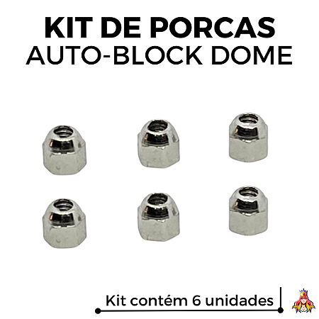 Kit 6 Porcas Custom Auto-Block versão "Dome" cor Silver